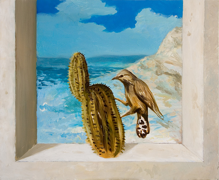 cactur cactus bird.Painting by kristoffer zetterstrand