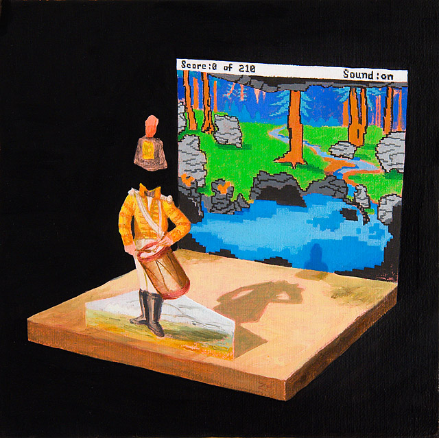 Drummerboy, Painting by Kristoffer Zetterstrand.paper doll on stage.