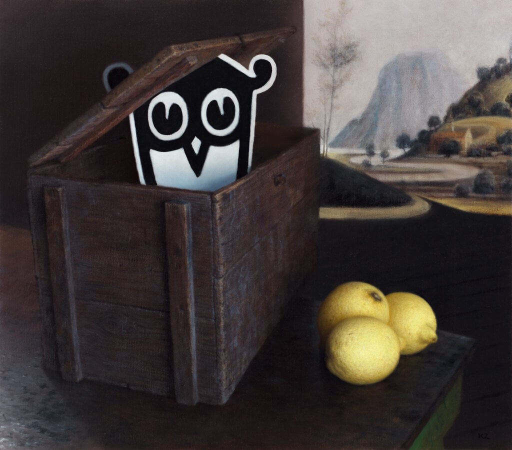 Lemons And Owl. 43x49cm. Oil On Canvas Zetterstrand (2023)
