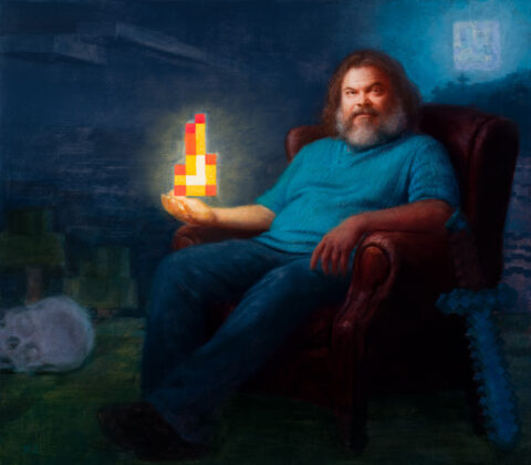 Portrait of Jack Black as Steve in Minecraft